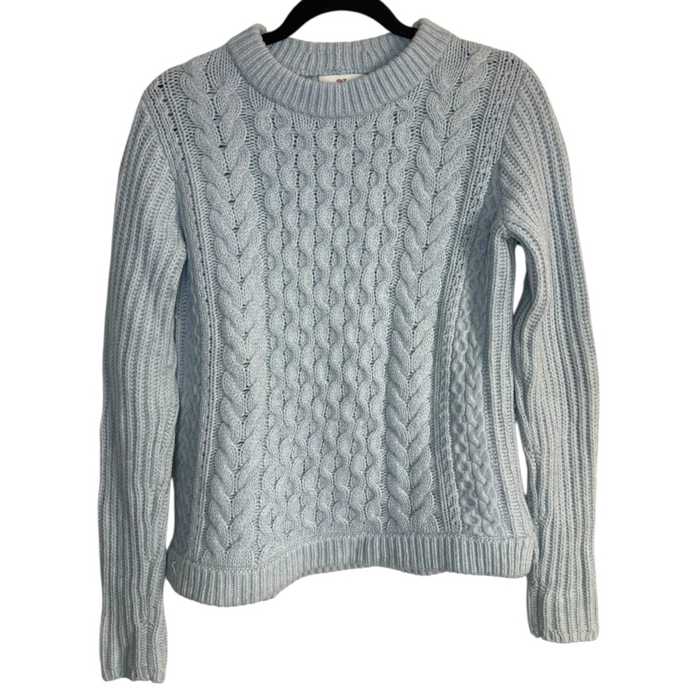 Vineyard Vines Baby Blue Wool Cashmere Fisherman Cable Knit Sweater Small